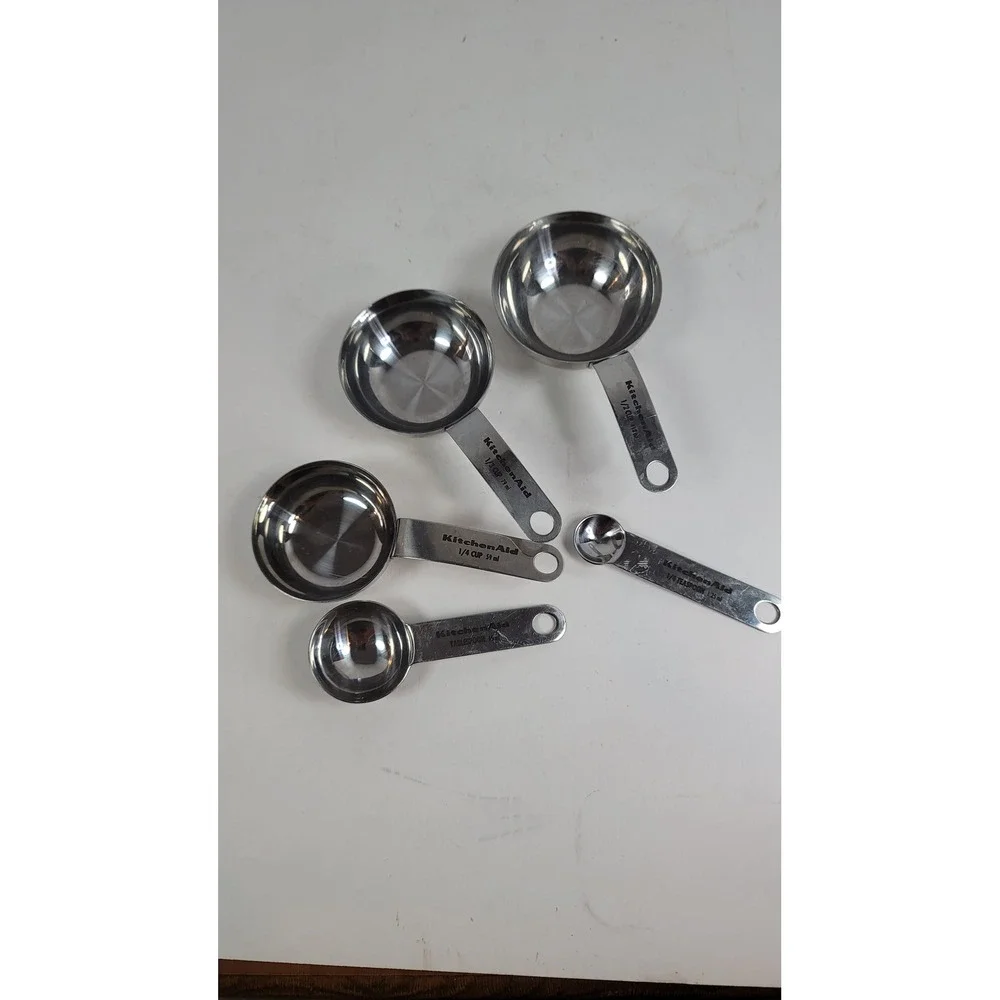 KitchenAid Stainless Steel Measuring Cups and Spoons Set 5 Piece Silver